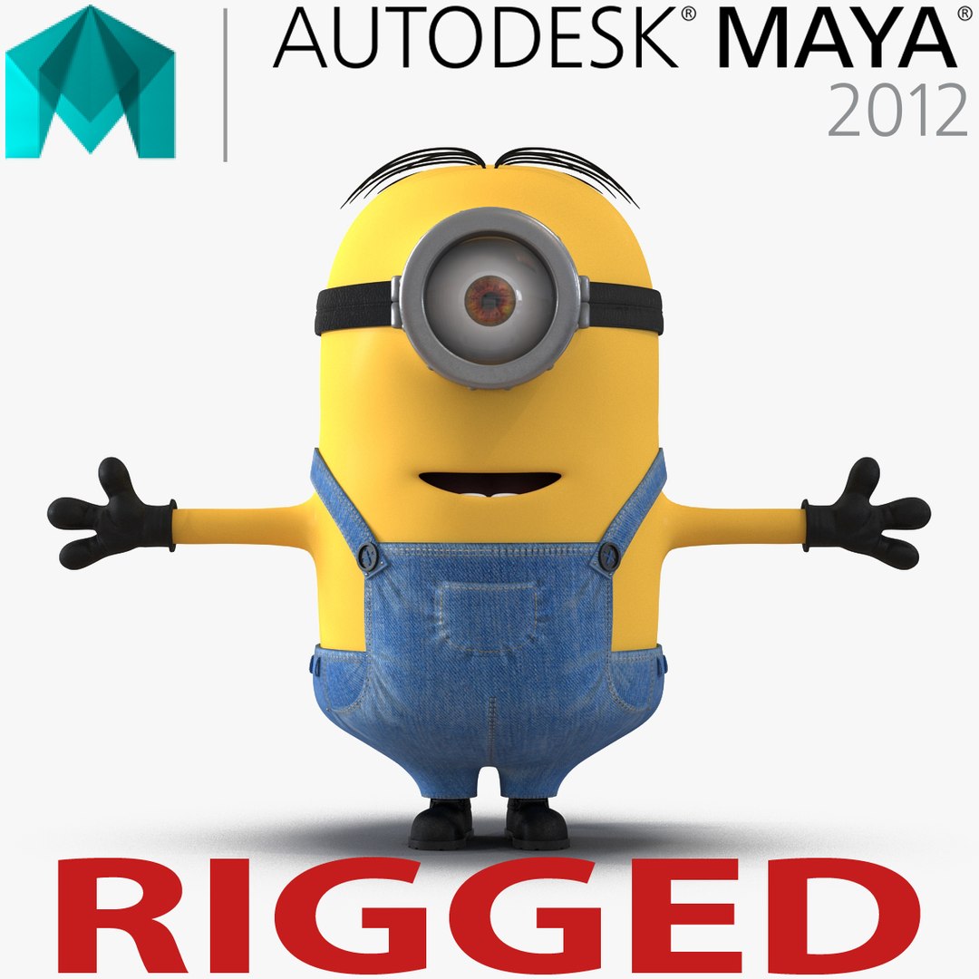 Short One Eyed Minion Rigged for Maya 3D model preview