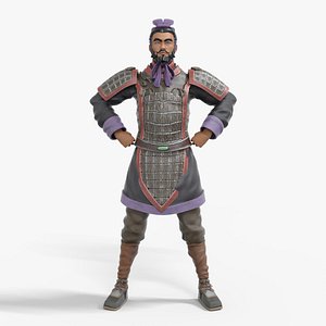 Terracotta warrior Rigged Low-poly 3D model