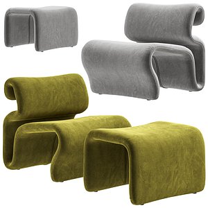 3D Artilleriet - Etcetera Fabric Easy Chair and Footstool