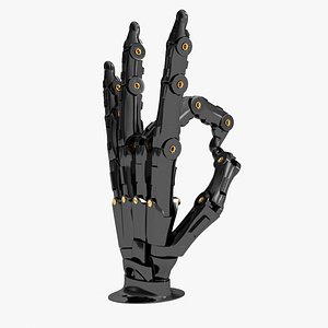 Robotic Hand Black Rigged 3D