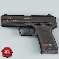 Heckler Koch USP P8 pistol Low Poly