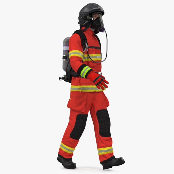 Firefighter Rescuer Rigged for Cinema 4D 3D model