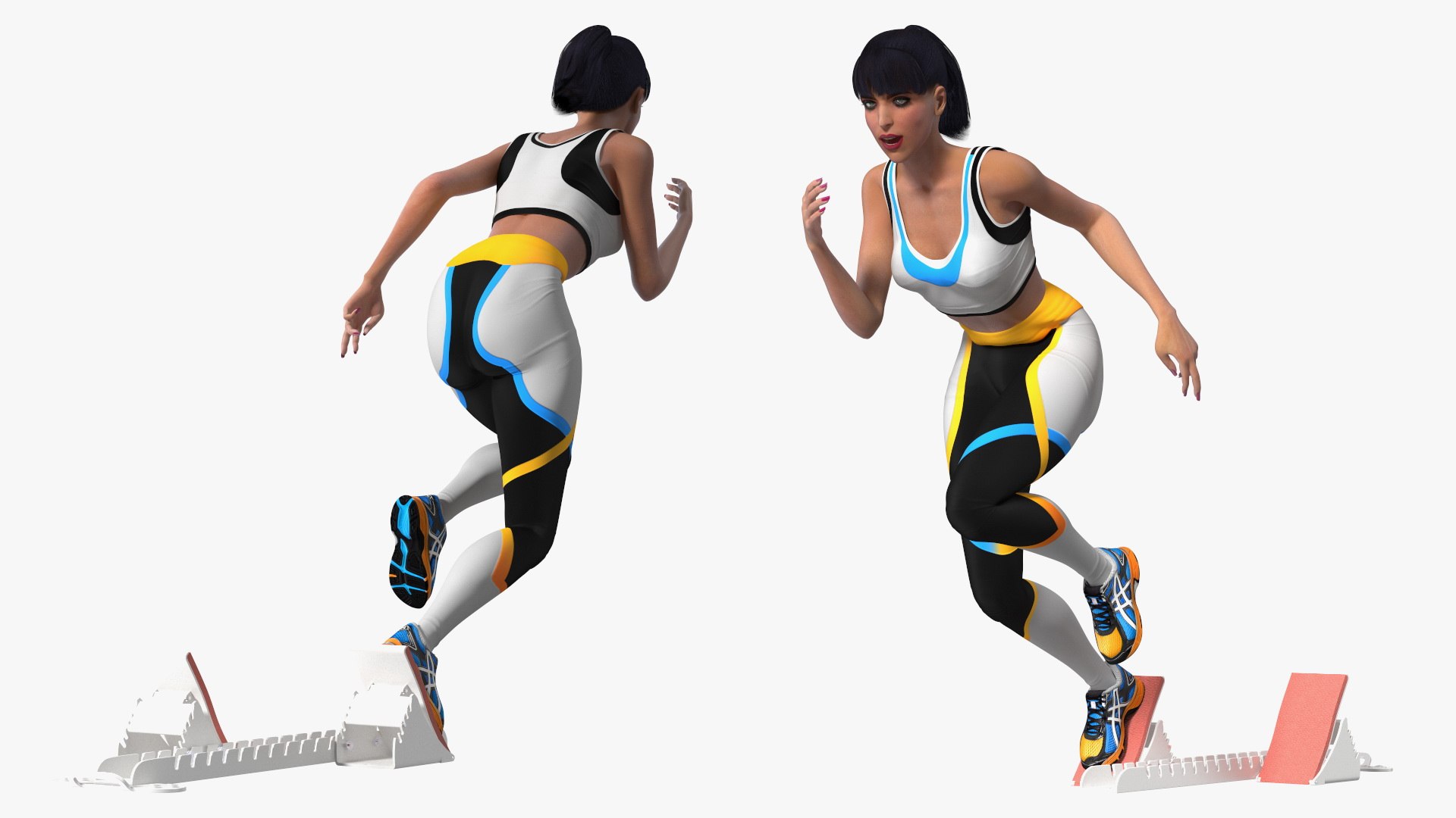 Woman Athlete Starting Pose with Block 3D model preview