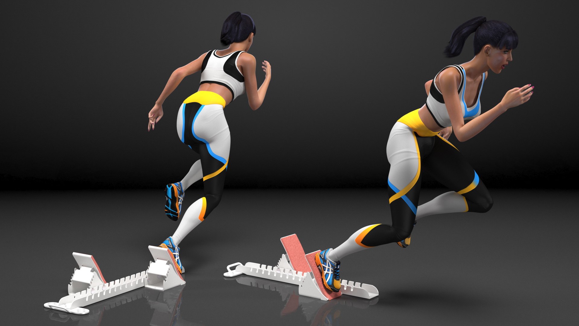 3D Woman Athlete Starting Pose with Block model - TurboSquid 1802013