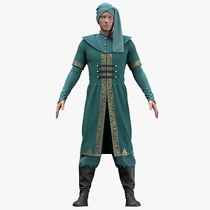 male Ottoman outfit with texture and smart material 3D