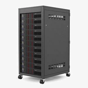 3D Floor Standing Full Server Rack Black model