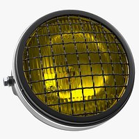 Motorcycle Headlight Yellow with Mesh Grill