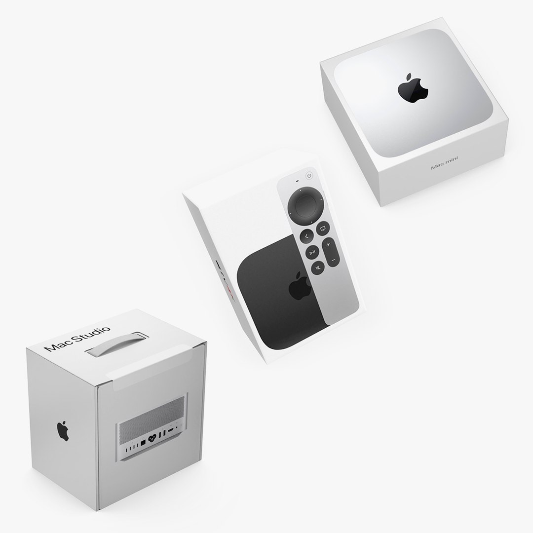 Apple Packaging Boxes Collection 3D model preview