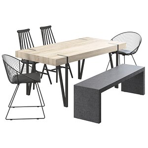 3D corona table chair model