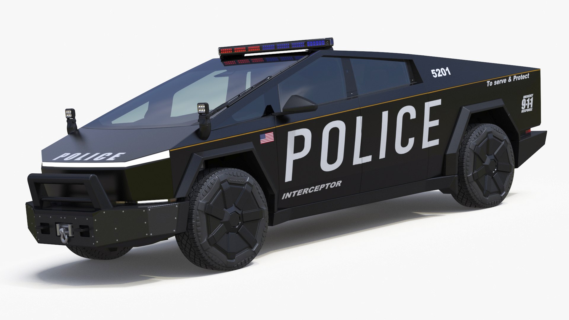 Tesla Cybertruck Police Car 3D model preview