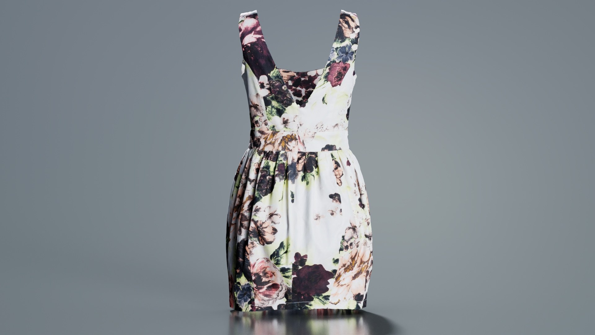 3D Flower Pattern Mini Dress Remastered Model - TurboSquid 2360878