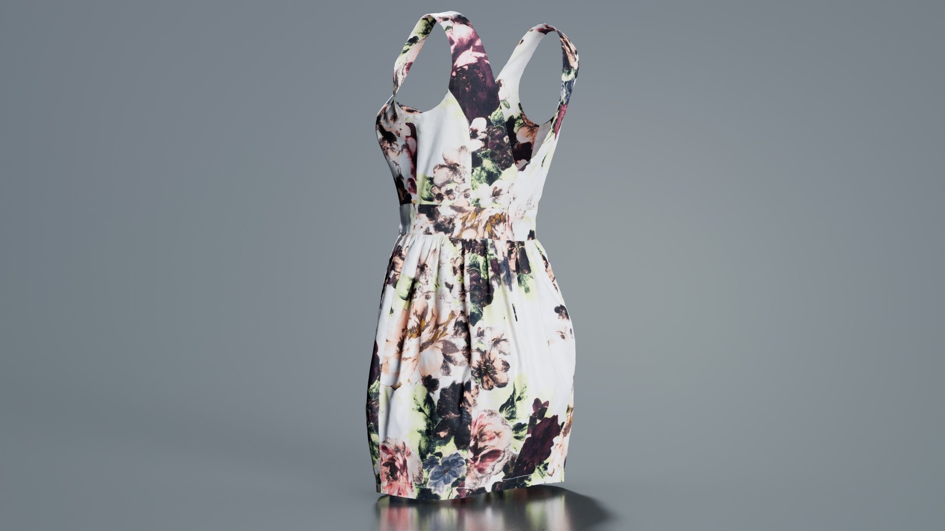 3D Flower Pattern Mini Dress Remastered Model - TurboSquid 2360878