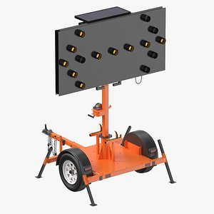 3D Mobile Arrow Sign Trailer Left Clean and Dirty model