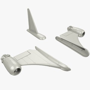 Aircraft Wings and Tail with Engine
