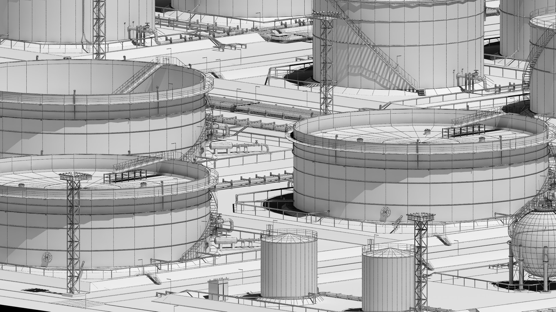 Oil Storage Facility 3D Model - TurboSquid 1570655