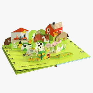 Open Children Pop Up Book About Farm 3D model