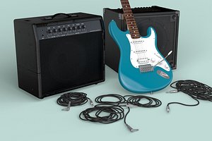 Electric Guitar with Amplifiers and Cables model