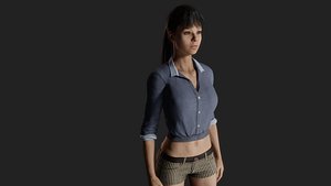 Serene Sophistication Realistic Young Woman in Casual Attire