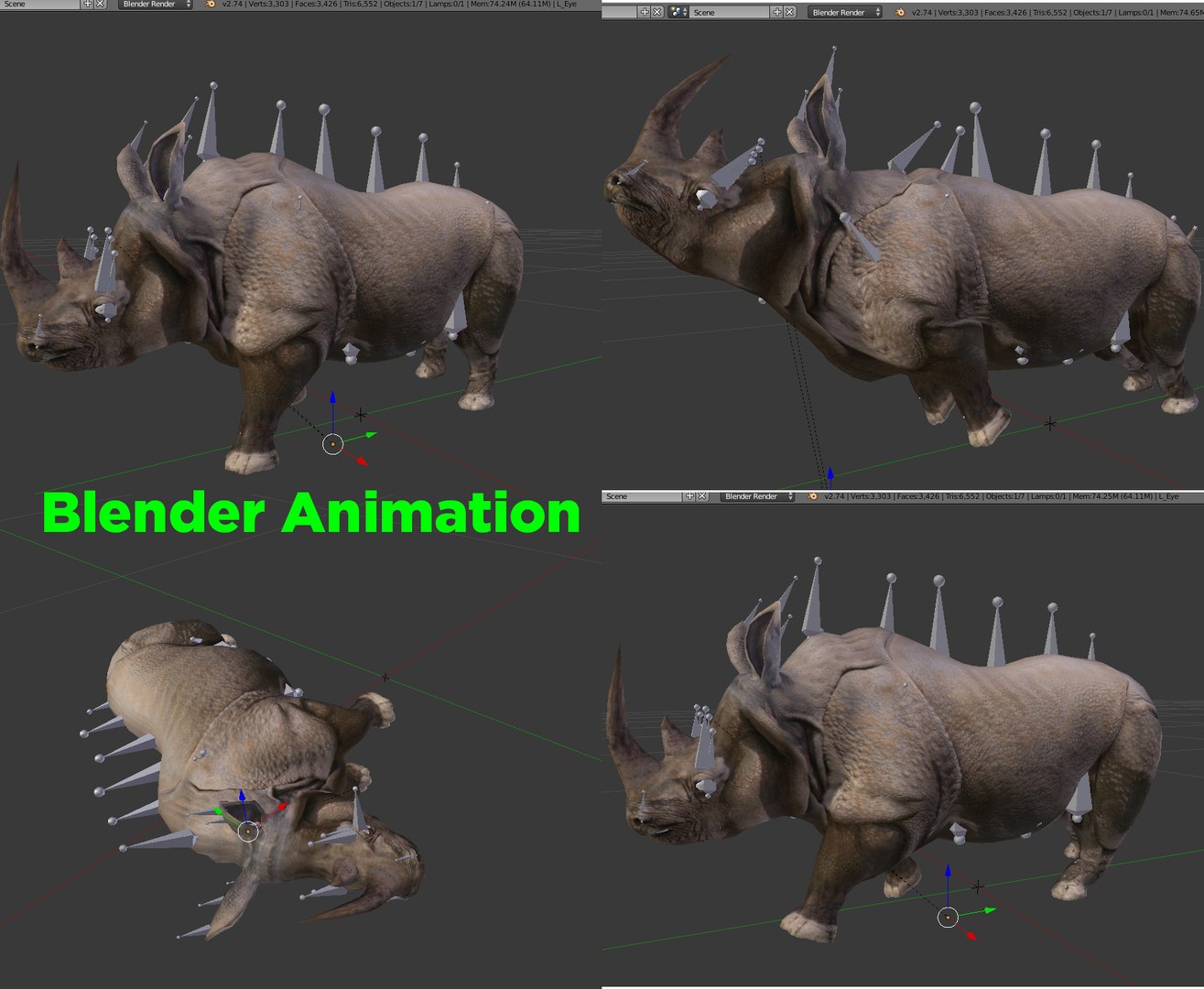 3D Realistic Rhino Rigged Animation - TurboSquid 1271268