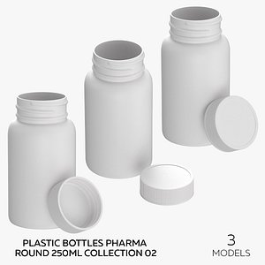 Plastic Bottles Pharma Round 250ml Collection 02 - 3 models 3D