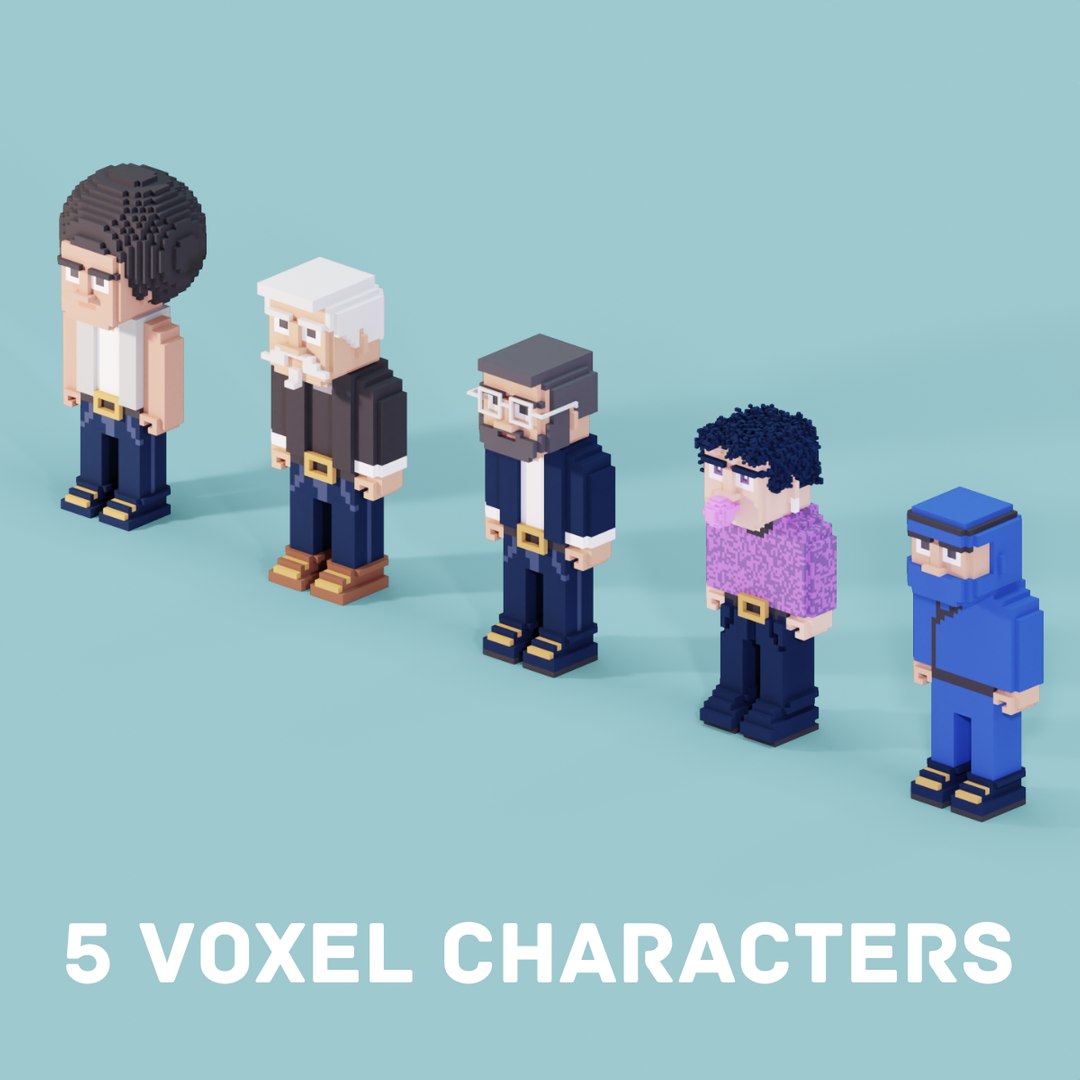 Voxel pixel character pack 3d model turbosquid 1957778