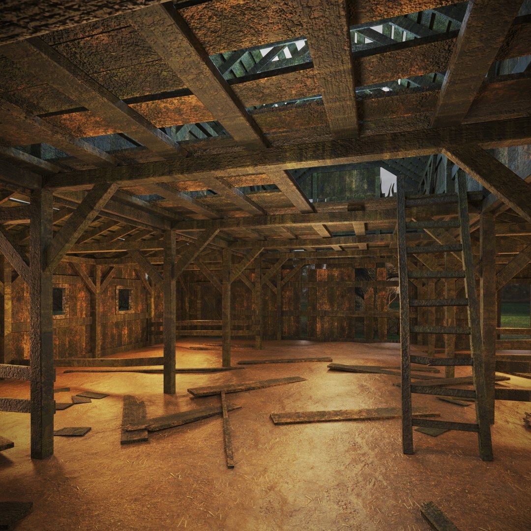 Abandoned Barn Structure Wooden Old 3D model preview
