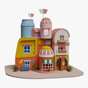 3D Low Poly Cartoon Kindergarten Building model