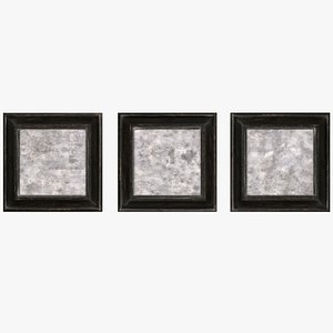 3D model antique mirrors frames wall wood