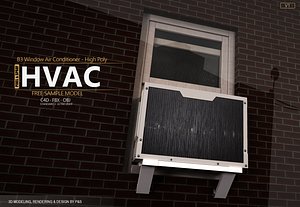 3D B3 Window Air Conditioner - High Poly 3D Model