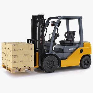 3d model of forklift toyota 8fd25 pallet
