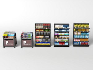 Supermarket Shelf Collection with Groceries