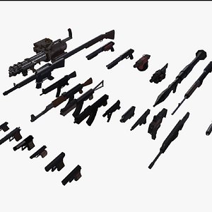 Low poly stylized gun pack model