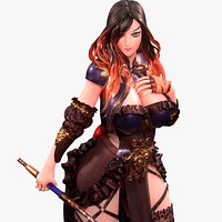 Anime Fantasy Sorceress Nienke Rigged