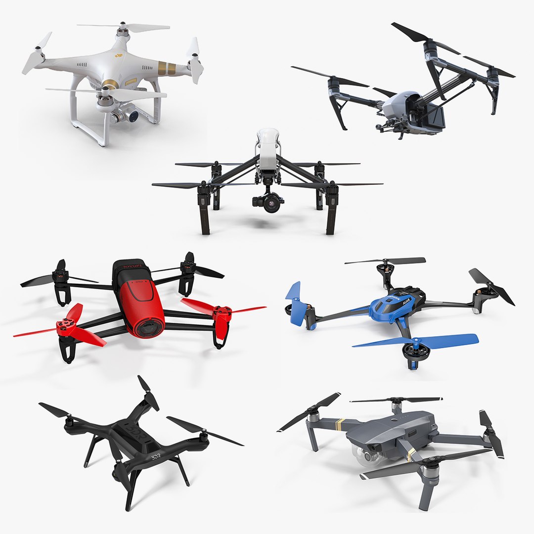 Quadcopter Drones Collection 2 3D model preview