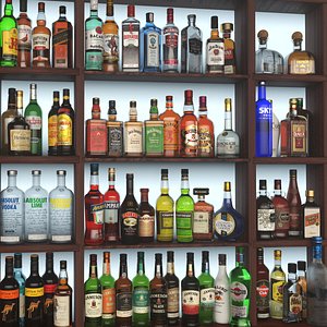 3D 66 Alcohol Bottles Full Collection