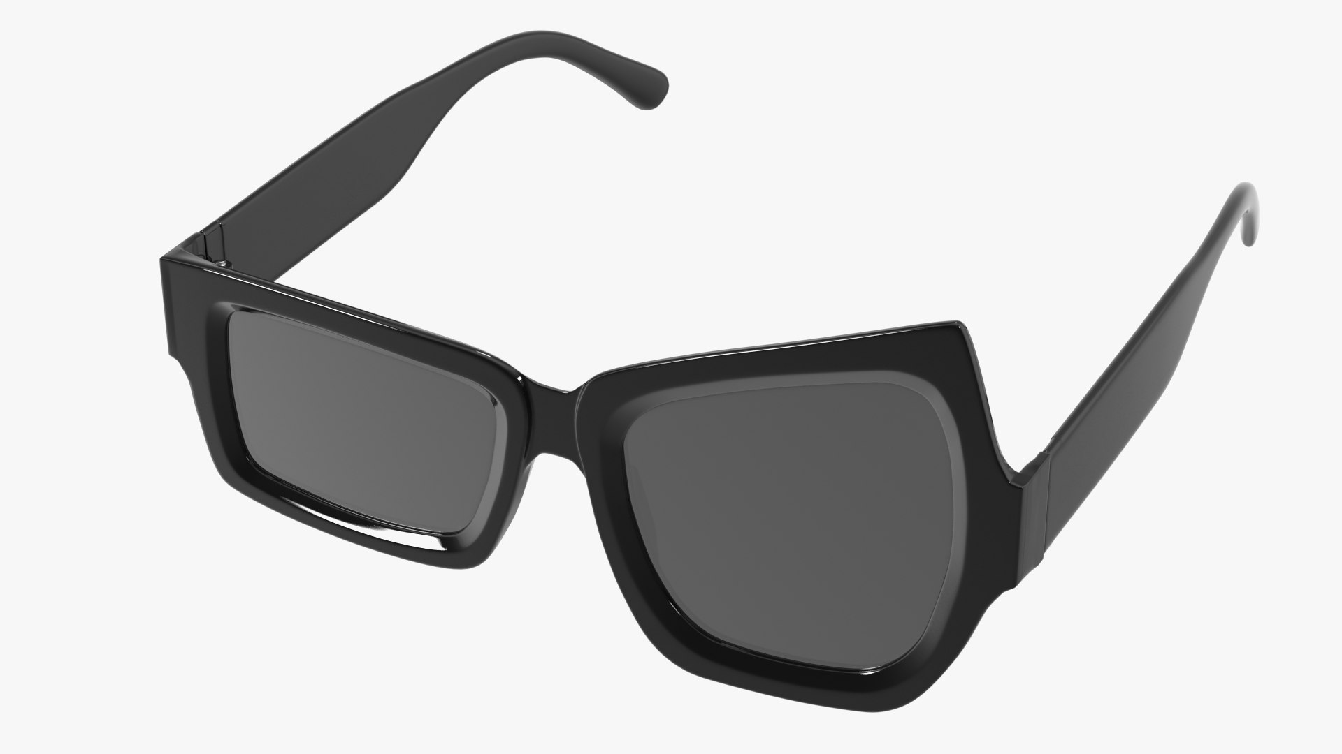 Asymmetrical Sunglasses Black 3D model preview