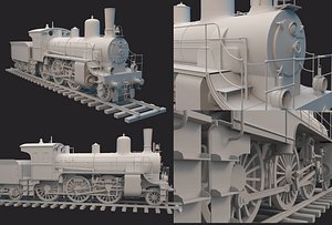 train signpost station low-poly 3D model