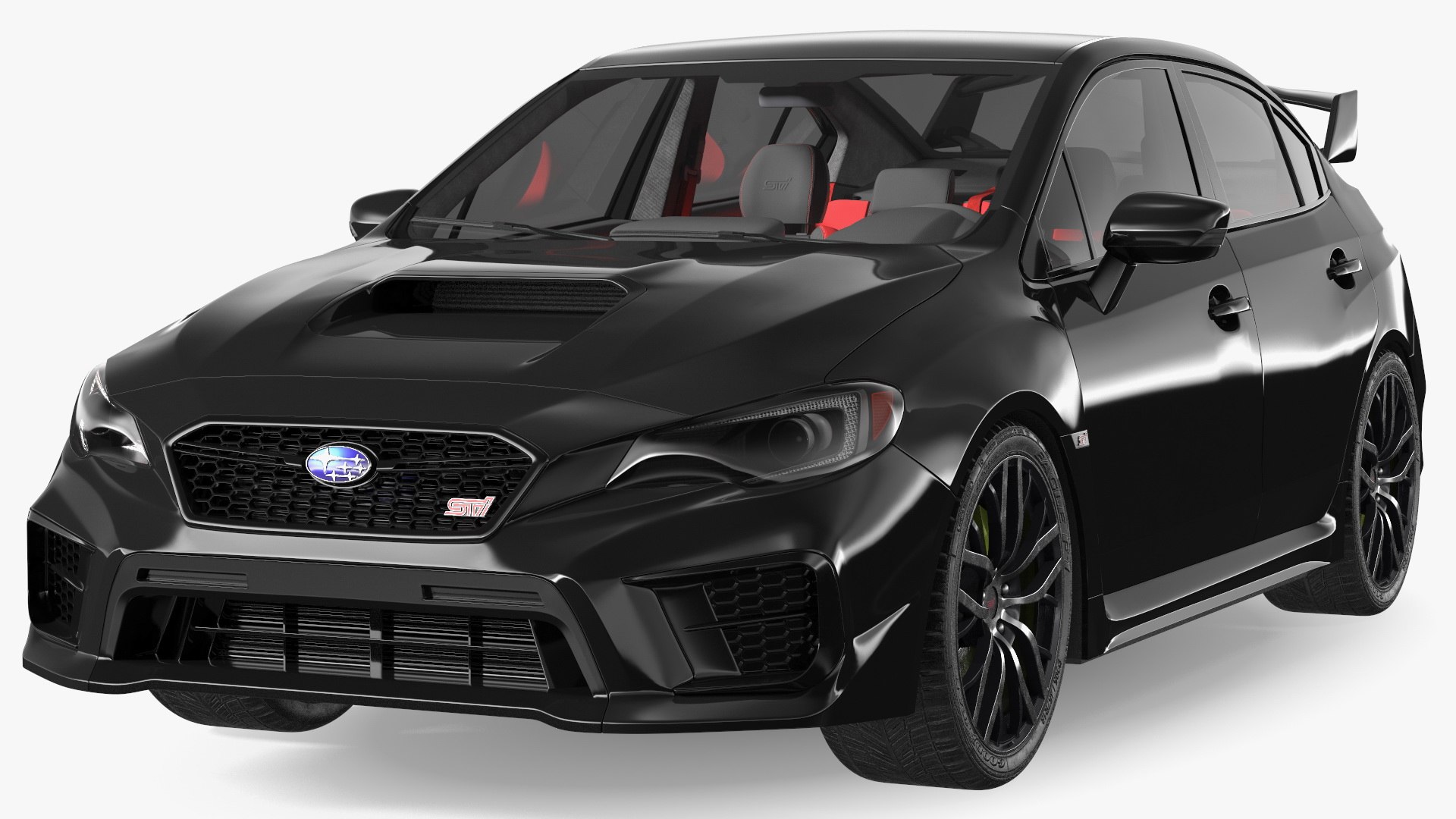 Black Subaru Sedan WRX STI 2021 3D model preview