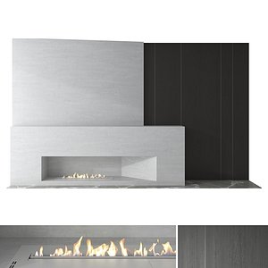 3D Decorative wall with fireplace set 50 model