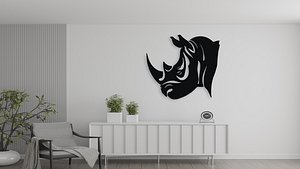 Rhino Head Wall Art 3D Model STL for CNC Router Laser Cutting and 3D Printing