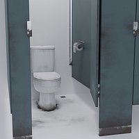 Low-poly Dirty Restroom Stall