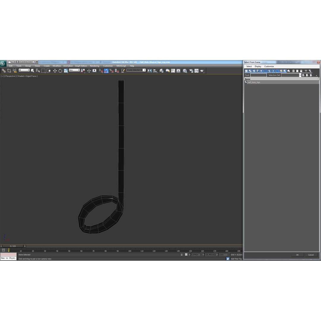 3d model half note musical sign