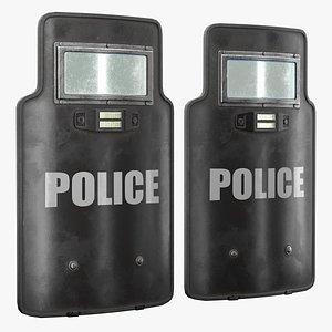Police Tactical Riot Shield Hight And Low Poly PBR