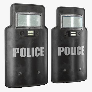 Police Tactical Riot Shield Hight And Low Poly PBR