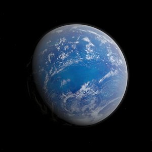 Water Planet with Pole Caps - Alien Planet 8k