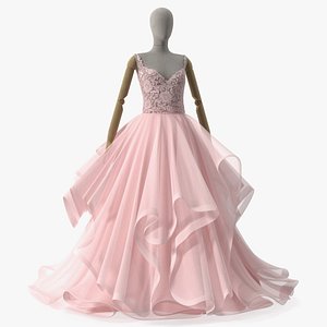 3D Wedding Dress Pink