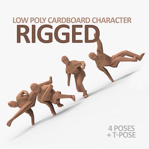 Low Poly Cardboard Character (Rigged T-pose)