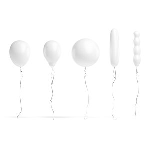 White Helium Balloons Set  - 5 foil gift balloon shapes 3D model