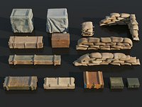 Military Crates Sandbags Ammo Boxes Pack