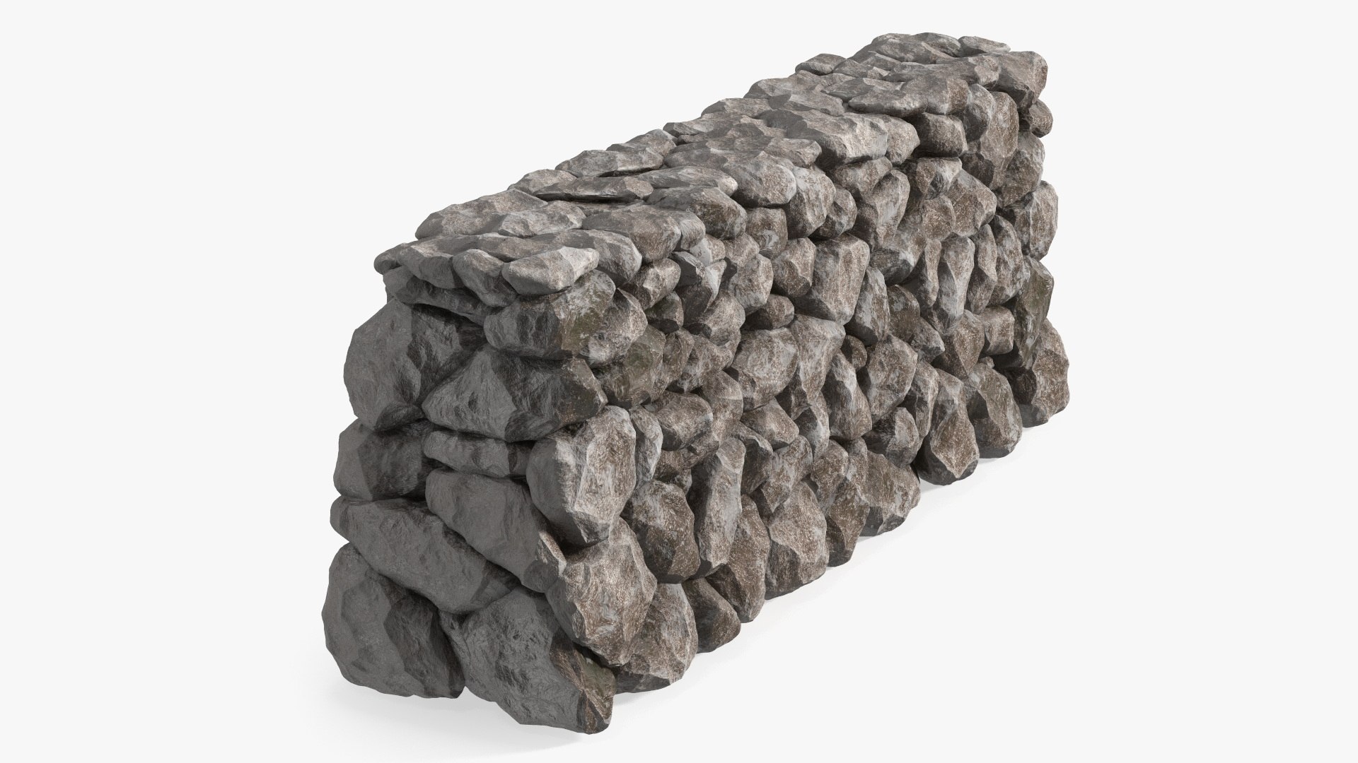 Weathered Stone Wall 3D model preview